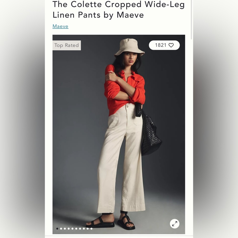 NWT Anthropologie Colette Cropped Wide-Leg Linen Pants by Maeve (Cream, size 27)